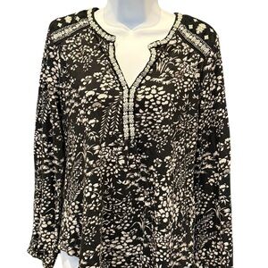 Lucky Brand Black and White Floral Blouse
